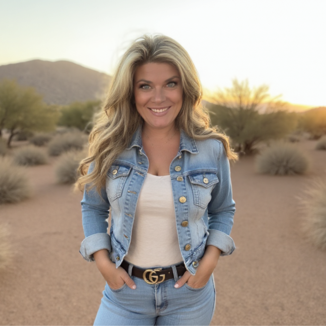 Bella Vasta, founder of Jump Consulting, in the Arizona desert near her Phoenix home